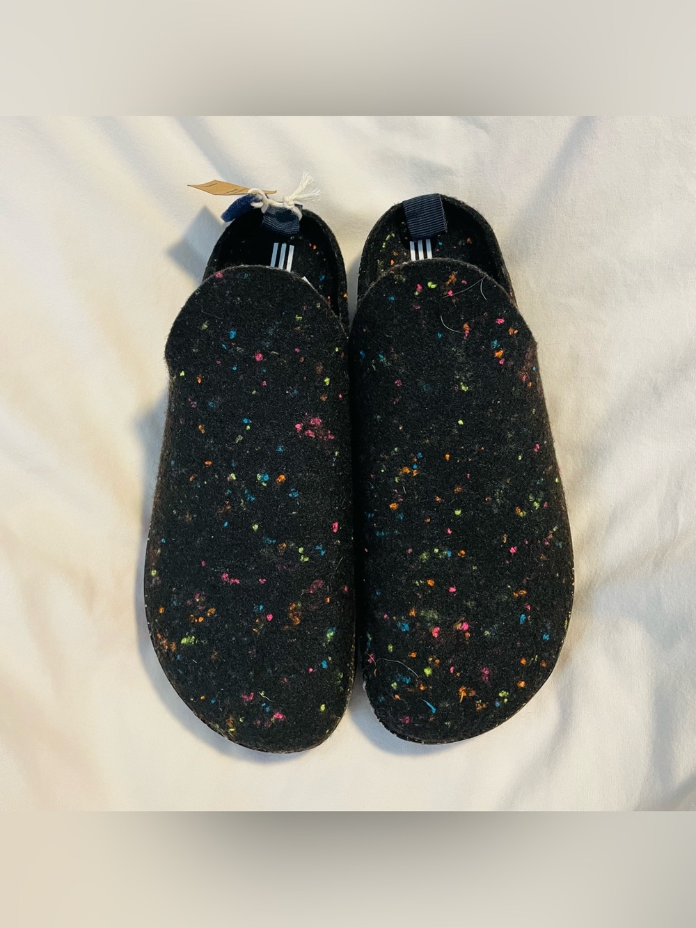 Fly London ASPORTUGUESAS - Slip~On Mule - Speckled Black Wool Felt - Wmns Sz 9.5